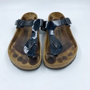 Birkenstock Patent Leather Gizeh Thong Sandals Black 39 8
